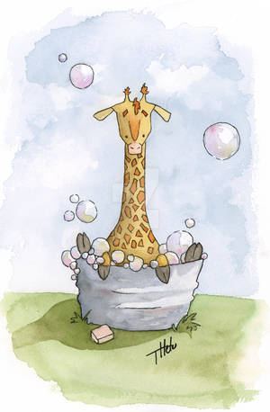 Bath Time Giraffe by Whimsy-Illustrations