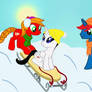 Train, Brightstar and Peach having some winter fun