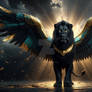 Black Winged Lion Golden Light