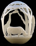 Carved Ostrich egg - 'Africa' by eggdoodler