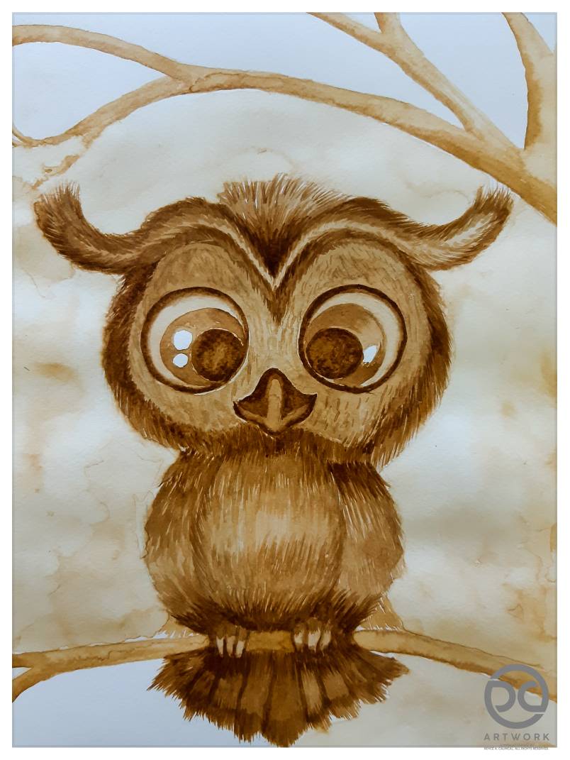 Coffee Painting: Owl (WIP 4) by DicoCalingal on DeviantArt
