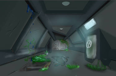 scifi hallway 3d/2d study