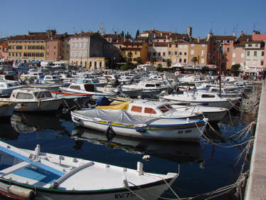 Boats in the Rovinj town port