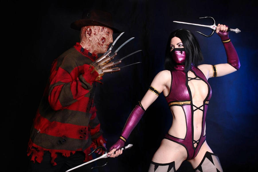 Cosplay Mileena and Freddy Kruege. Mortal Combat 9