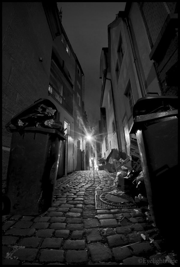 trashy alley - bw