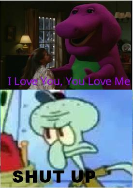 Squidward Tells Barney To Shut Up By Musclebobman93 On Deviantart Squidward Tells Barney To Shut Up By Musclebobman93 On Deviantart