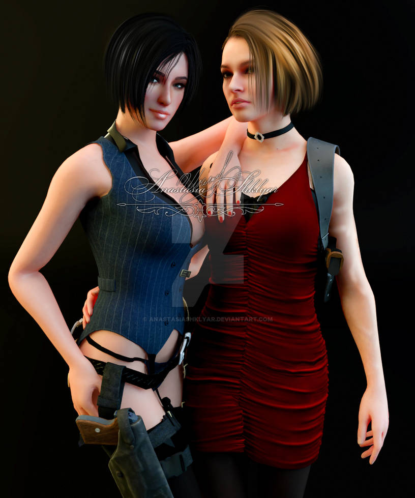 jill valentine and ada wong (resident evil and 2 more) drawn by xiaji