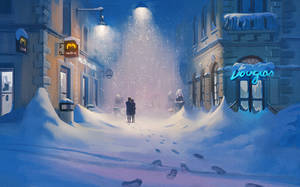 Romantic walk in winter