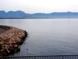 Mountains and the sea.