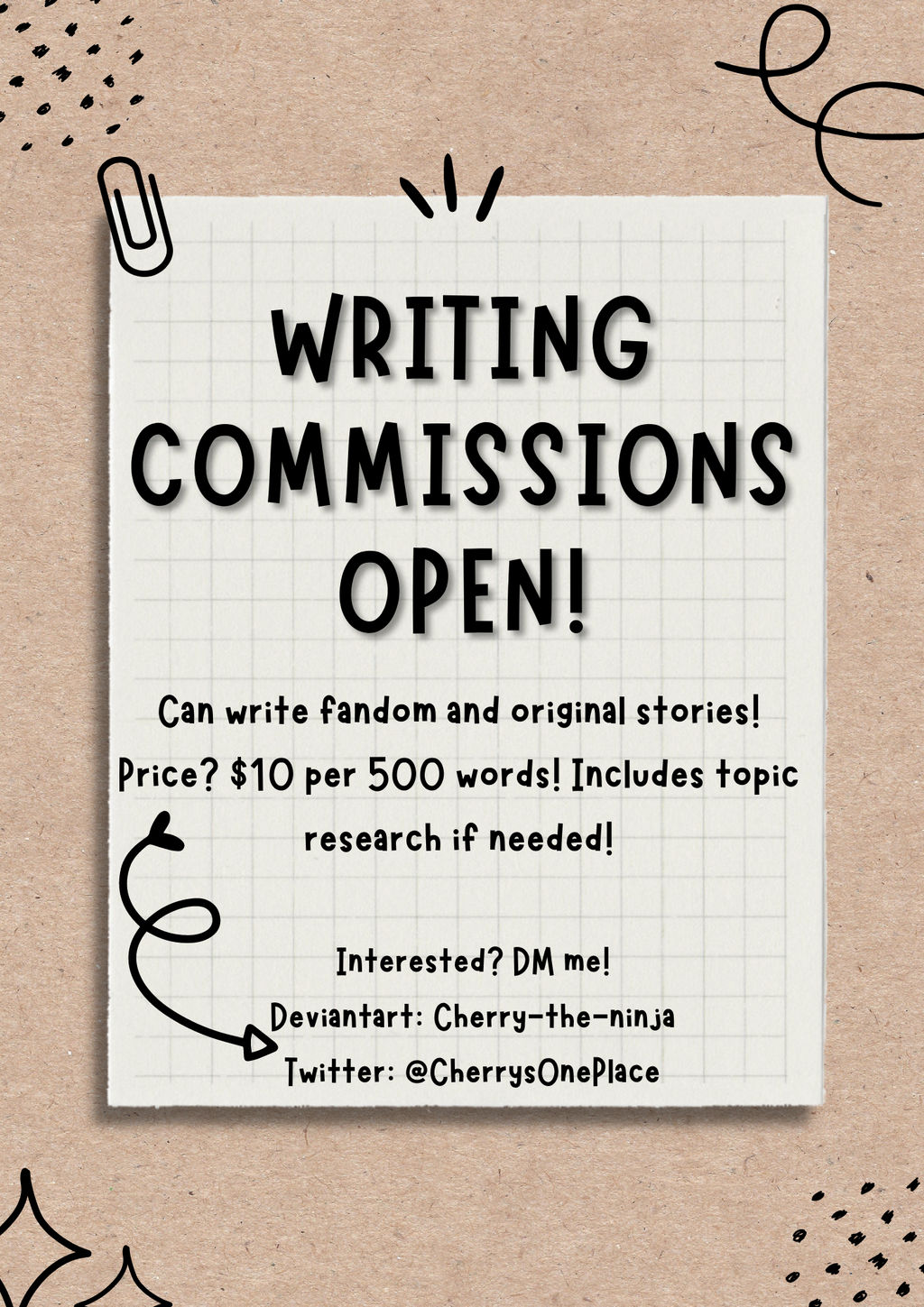 Writing Commissions Examples Writing Commissions Open! by Cherry-the-ninja on DeviantArt