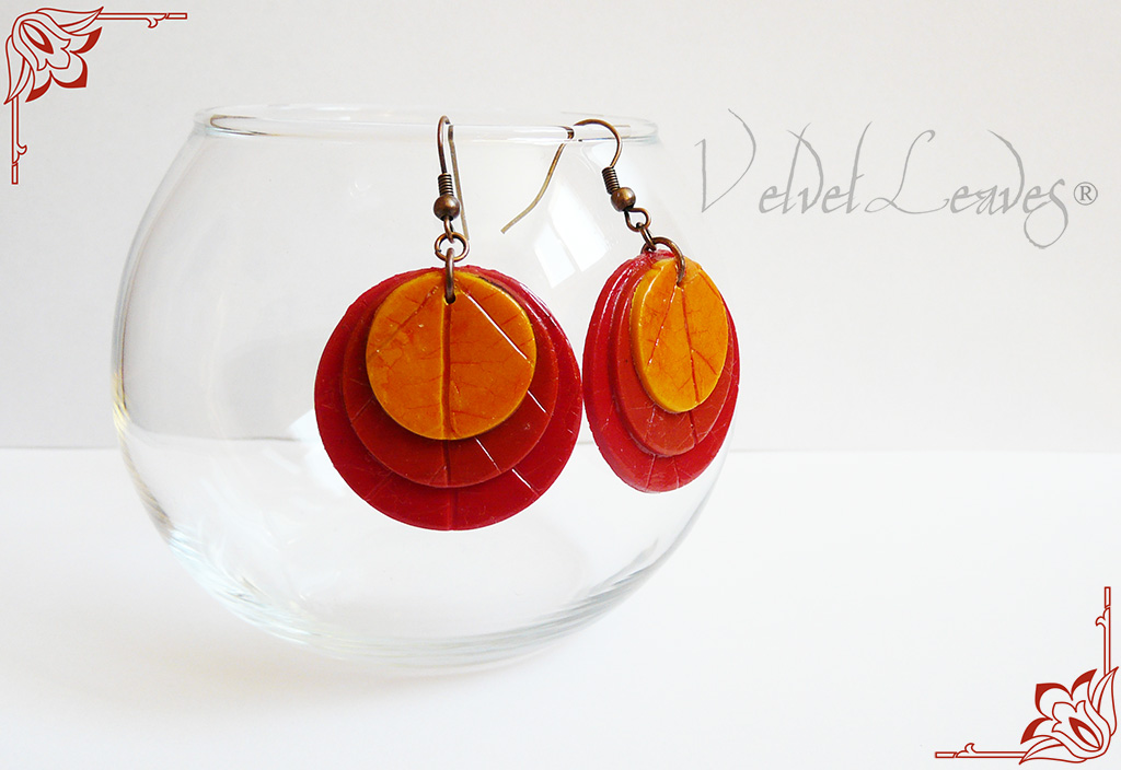 Orange Leaves Earrings