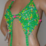 Beaded pink and green kandi bikini top