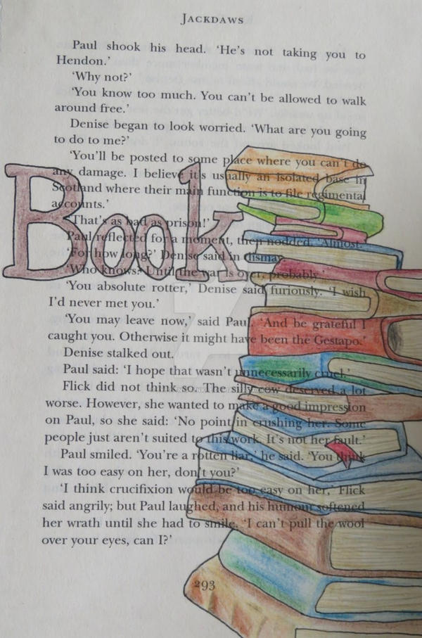 Stack Of Books Book Page Color Pencil Drawing By Sweetnsprinkle On