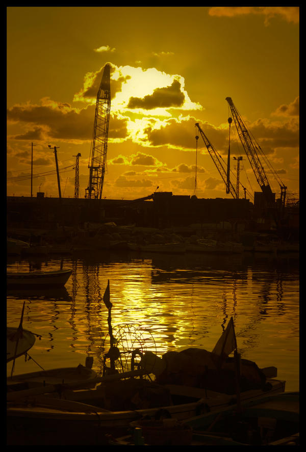 Sunset over the old harbor