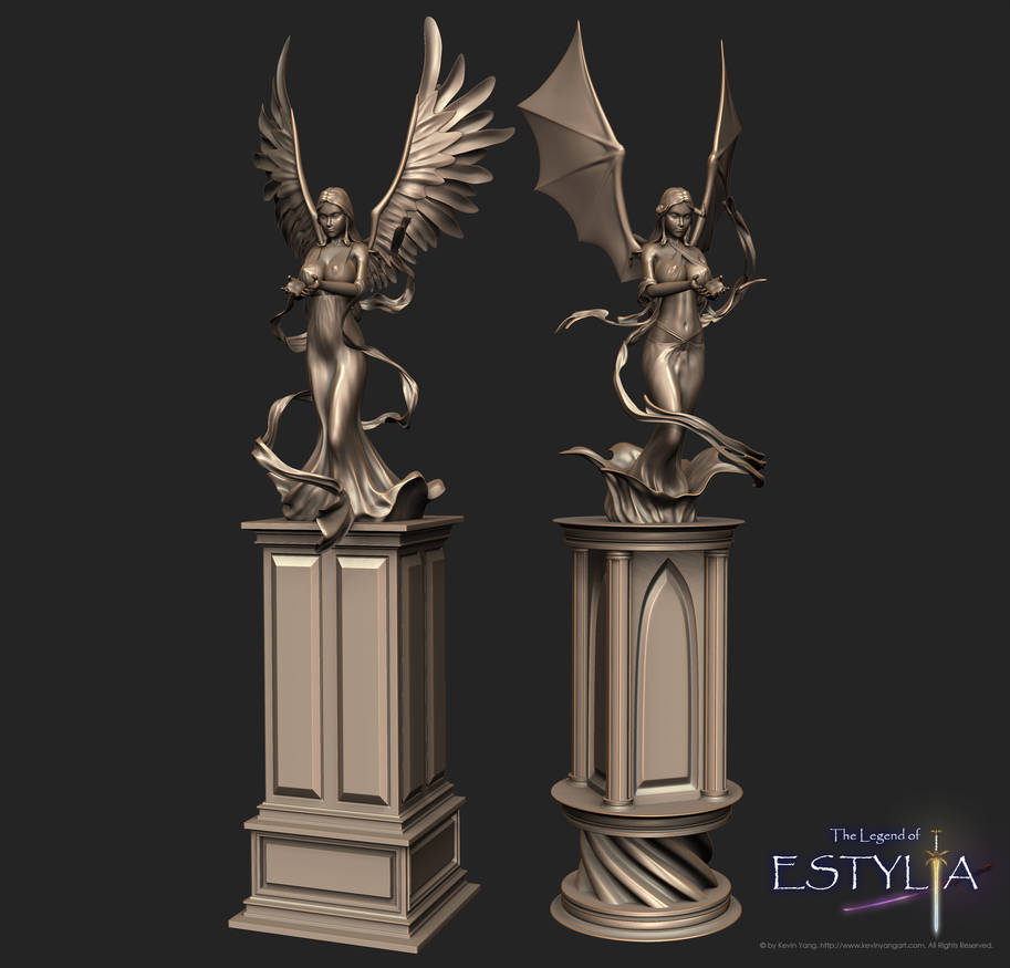 Statues Deviantart Angel and Devil Statues by Ke--Y on DeviantArt