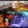 Graffiti Decoration Space floor marbelized