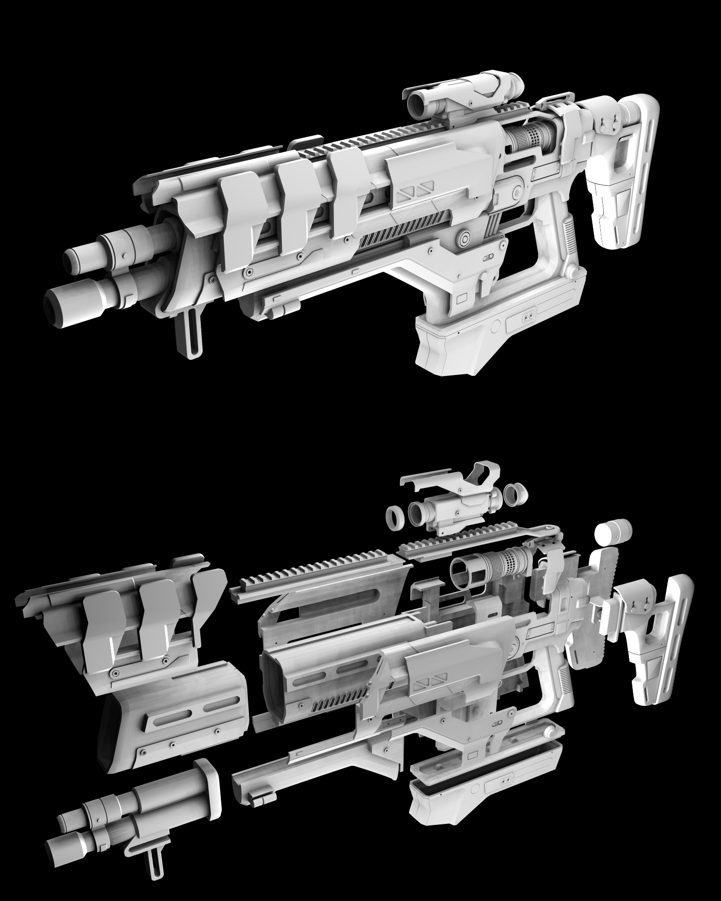 Fusion Rifle Custom: Exploded View