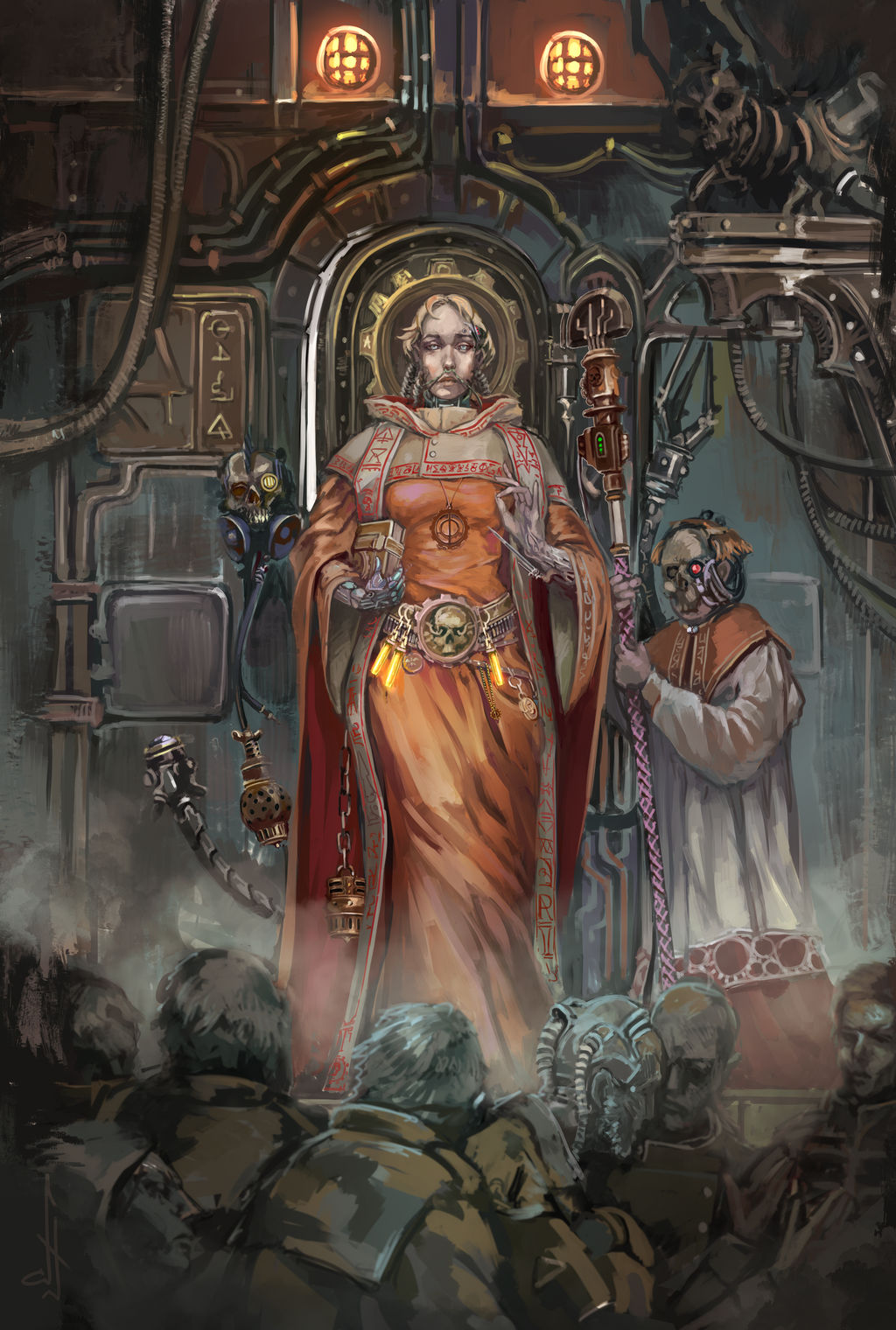 Tech-priestess preaching by Nictanova on DeviantArt