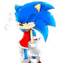 Sonic is wearing Amy's dress