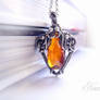 Orange Cubic Zirconia and Silver necklace