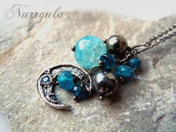 Crescent Blue Moon necklace hand made of Silver by nurrgula Crescent Blue Moon necklace hand made of Silver by nurrgula
