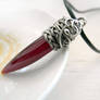 Oxblood red talon fang Agate silver necklace