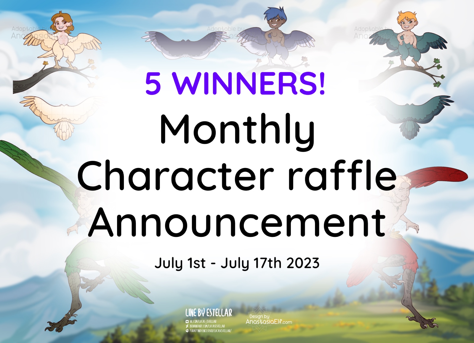 Monthly raffle announcement - July 2023 by AnastasiaElf on DeviantArt