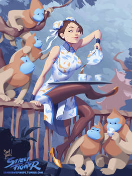 Chun-Li, Tea, and Mon-keys