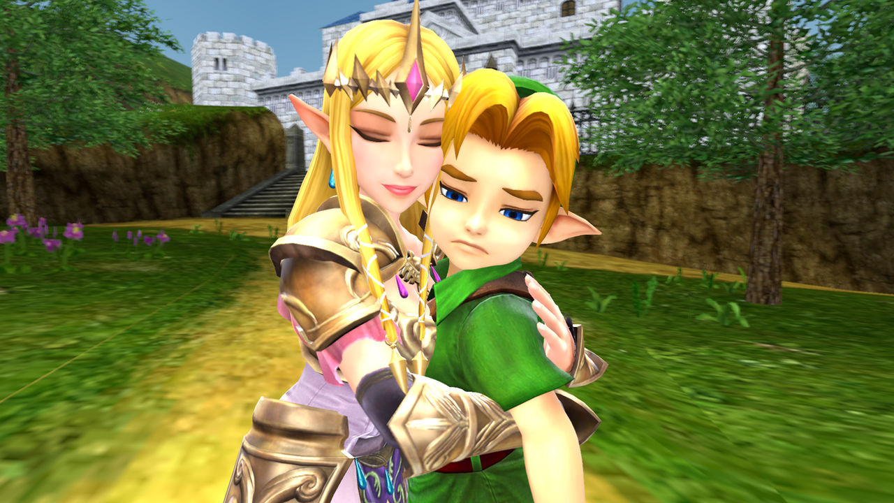 Zelda giving Young Link a calming hug by roaxes on DeviantArt