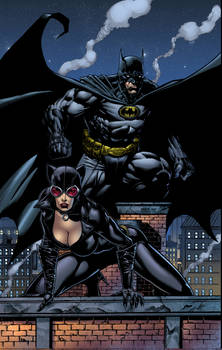 Batman and Catwoman pin up