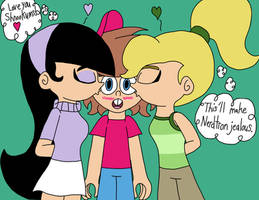 Trixie and Cindy kissing Timmy