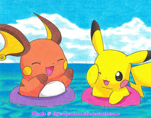 Pikachu x Raichu: At The Beach