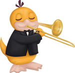 Psyduck playing trombone for Charity-Guild