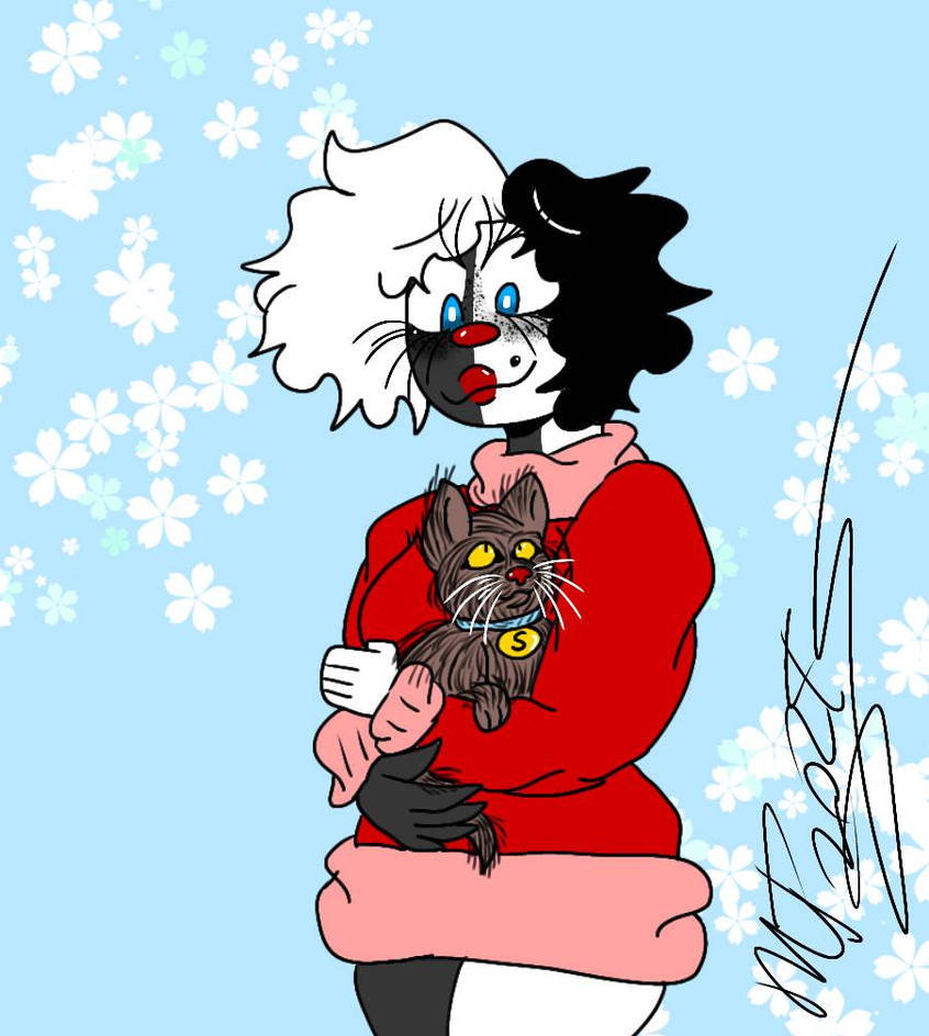 Jessica and her Lykoi/werewolf cat, Smoke by NightmareMP on DeviantArt