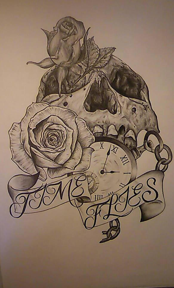 Tattoo Design Pencil Drawing Time Flies... by Ashleycrane94 on DeviantArt