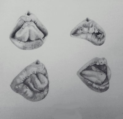 Mouth drawing in pencil..