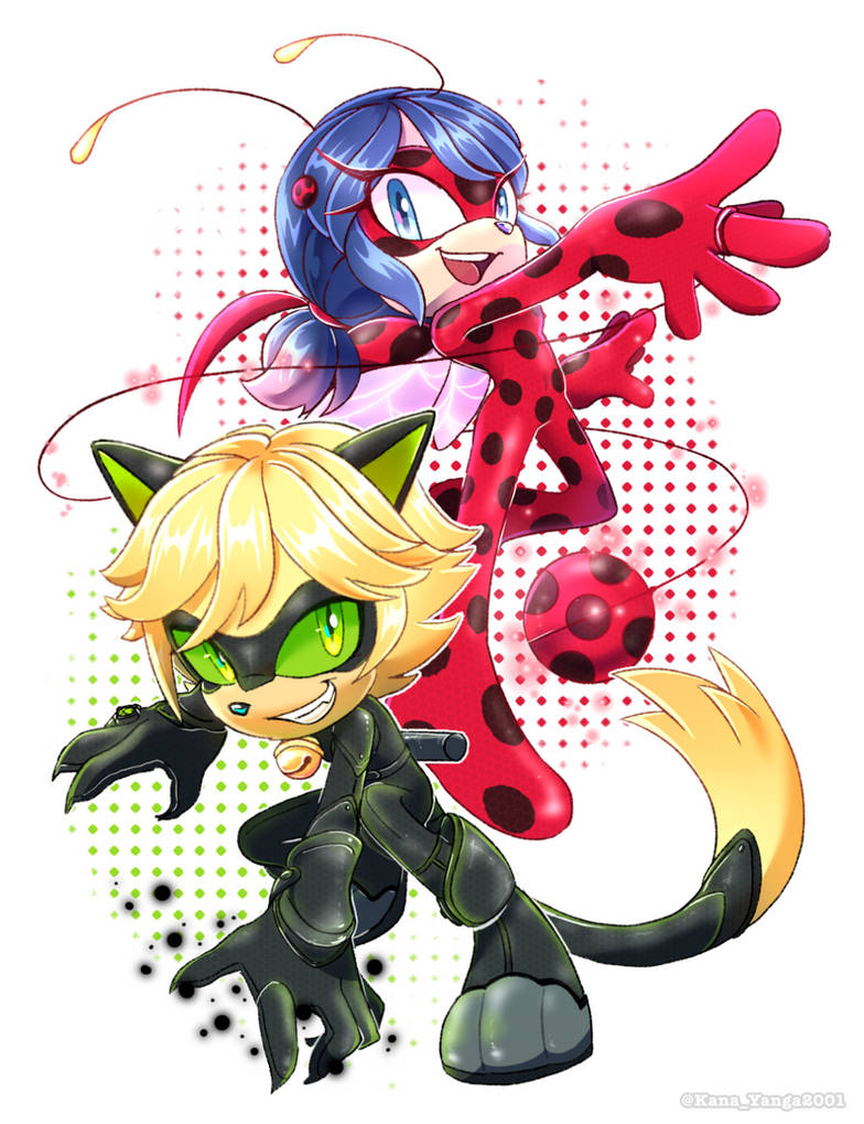 Miraculous Ladybug and Cat noir ( Sonic style ) by KanaYanga on