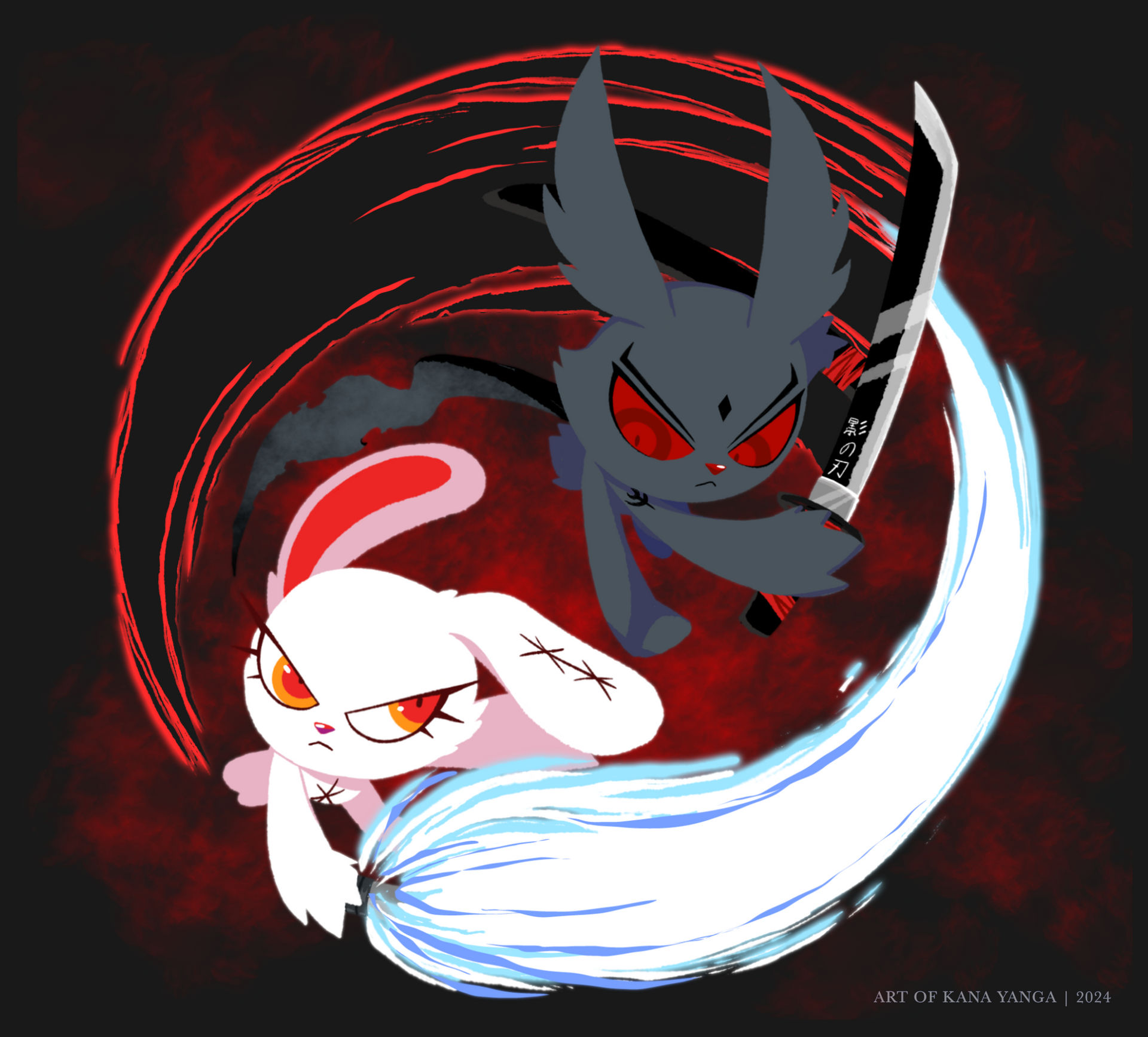 Bloody Bunny vs Dark Rabbit Lineless Art by KanaYanga on DeviantArt