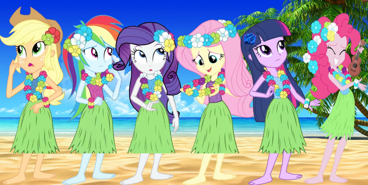 Equestria girls dressed up as hula dancers by Sparkster25 on DeviantArt