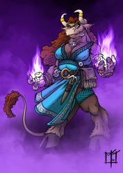Minotaur Sorceress - RPG character illustration
