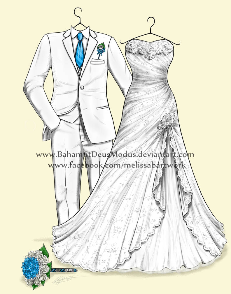 Wedding dress drawing, Rebecca's by BahamutDeusModus