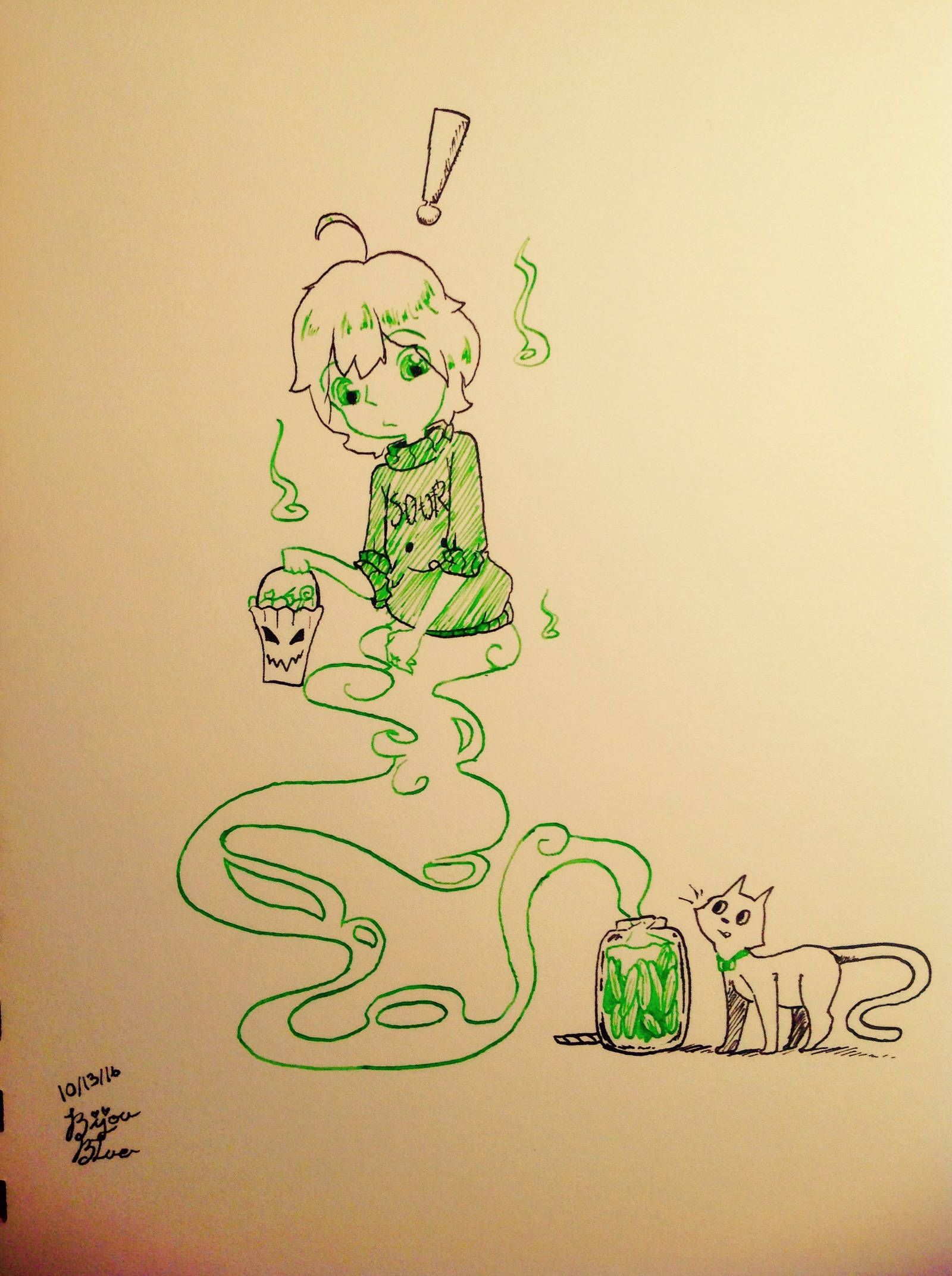 Inktober Day 13! {I'm in a pickle!} by BijouBlue