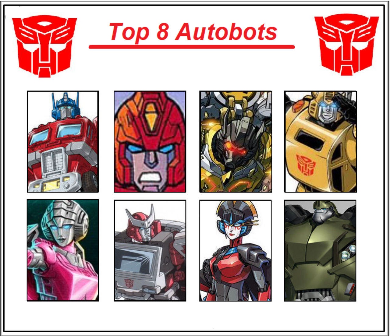 Autobot Types My Top 8 Autobots by MysteriousJokeMan on DeviantArt