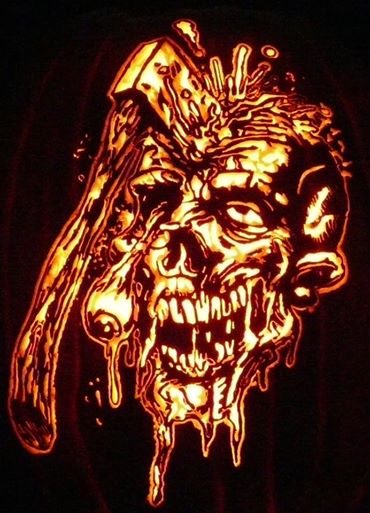 Zombie pattern by stoneykins.com on a foam pumpkin