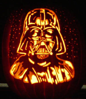 Darth Vader hand-carved on a foam pumpkin
