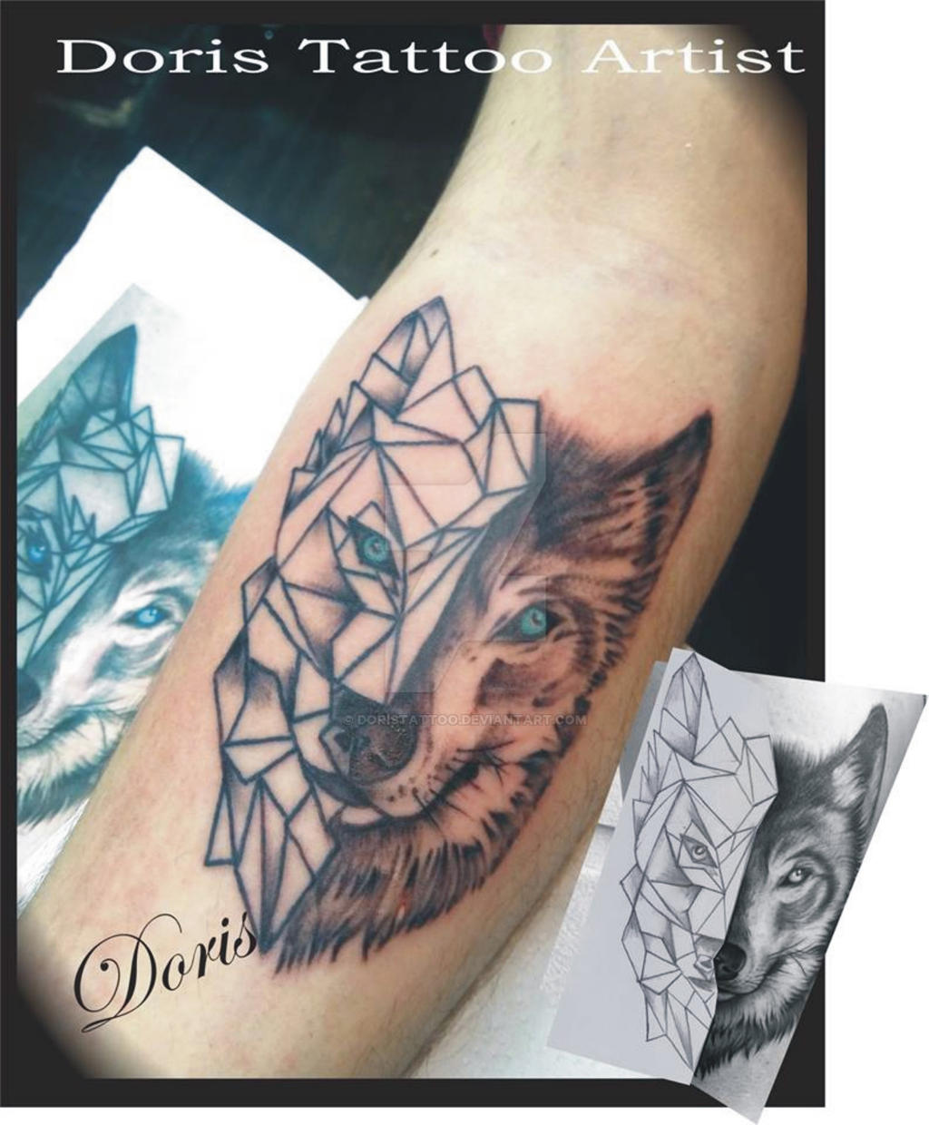 geometric wolf tattoo by doristattoo on DeviantArt