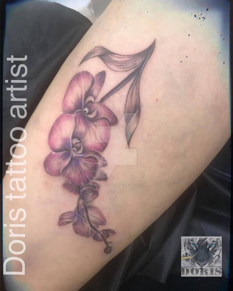 Orchids thigh tattoo by doristattoo on DeviantArt