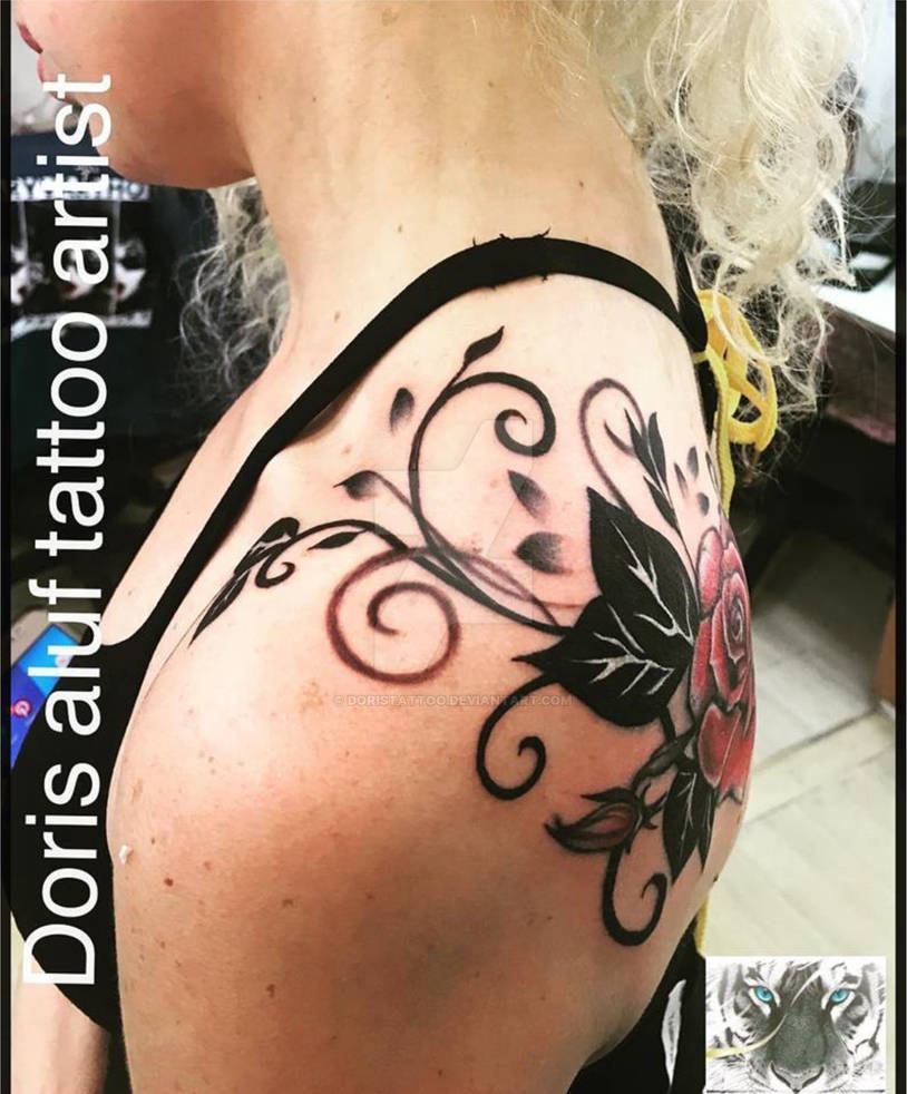 Roses tribal back, shoulder, chest tattoo cover by doristattoo on DeviantArt
