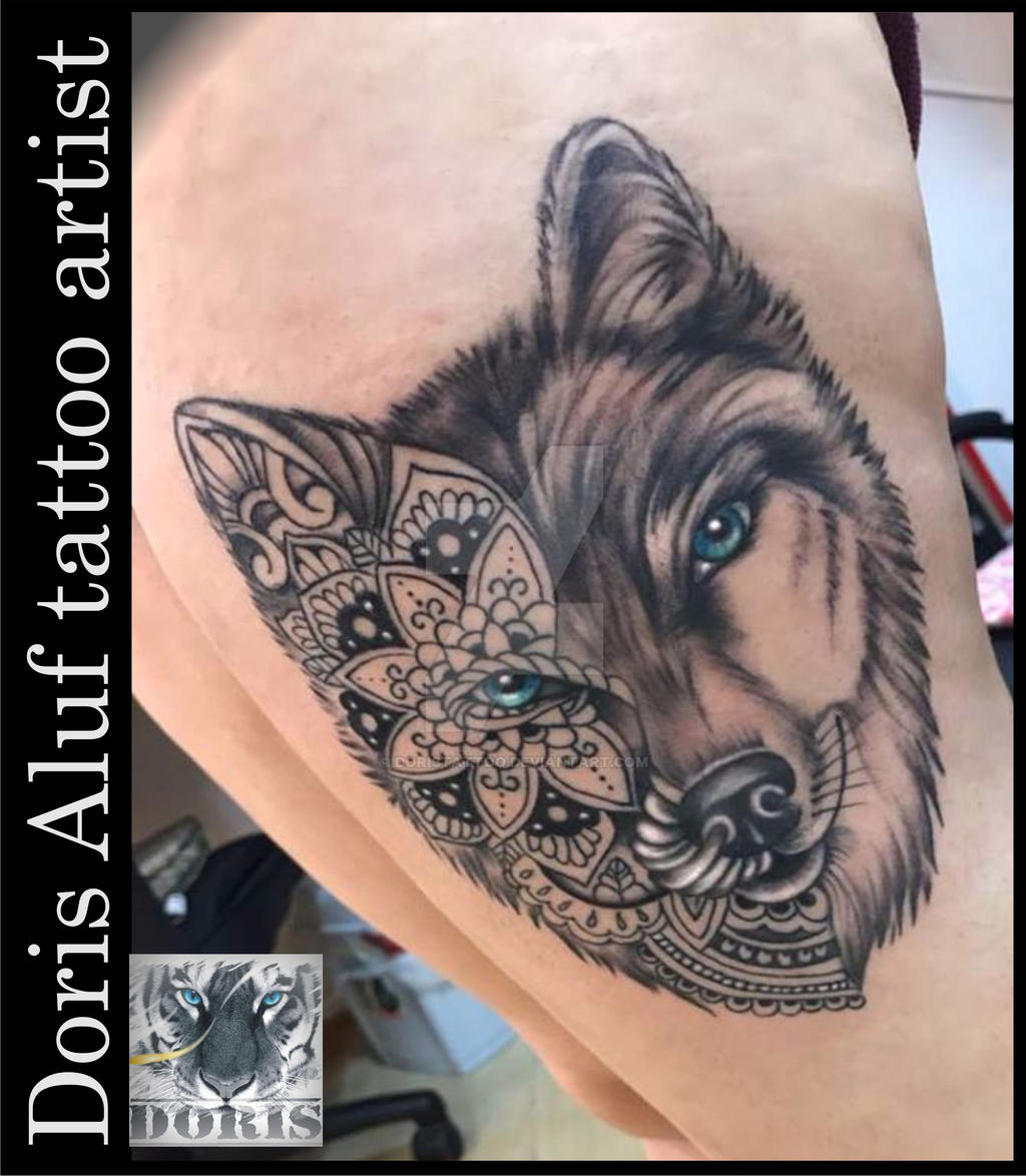 Wolf mandala tattoo