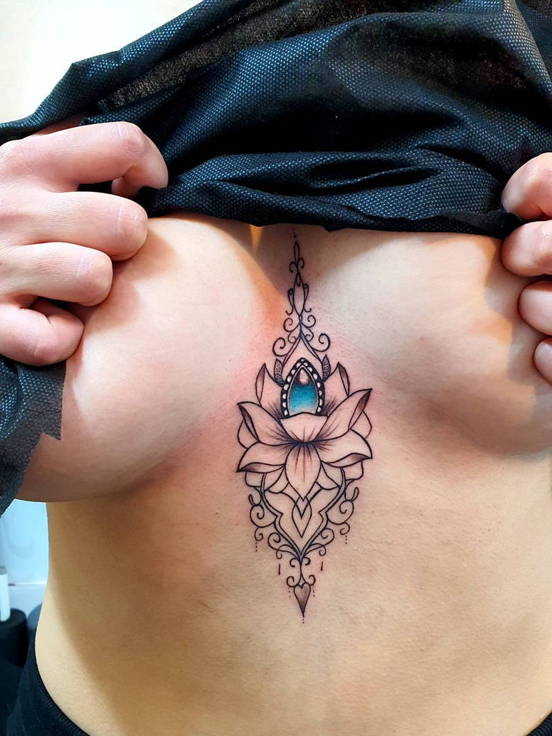 under boob tattoo mandala lotus by doristattoo on DeviantArt